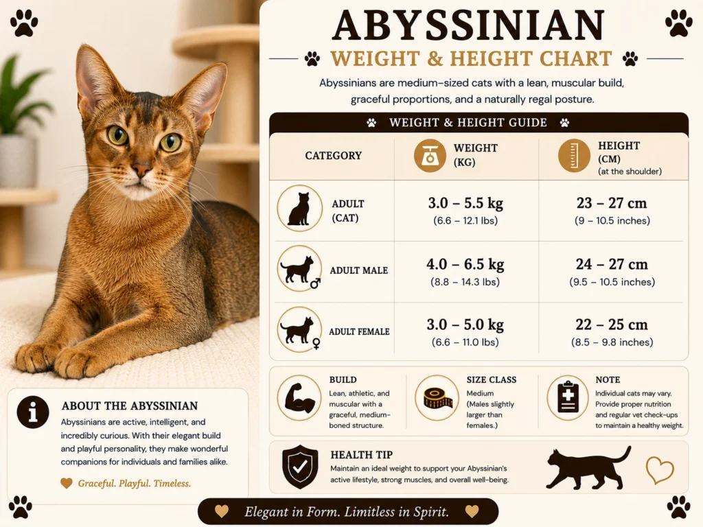 Abyssinian Cat Weight and Height Chart