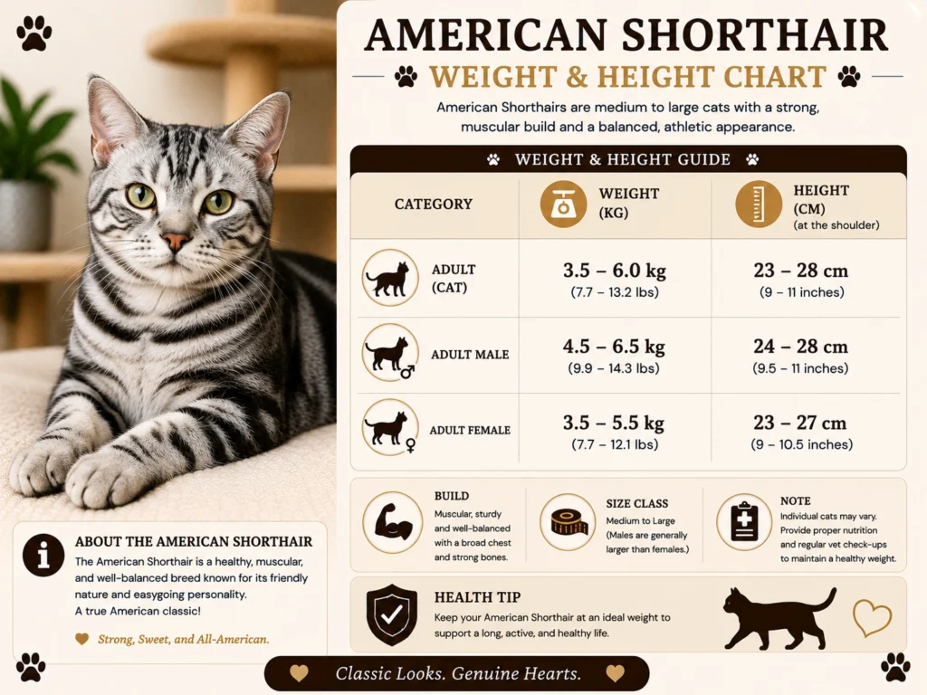 American Shorthair Size, Weight & Height