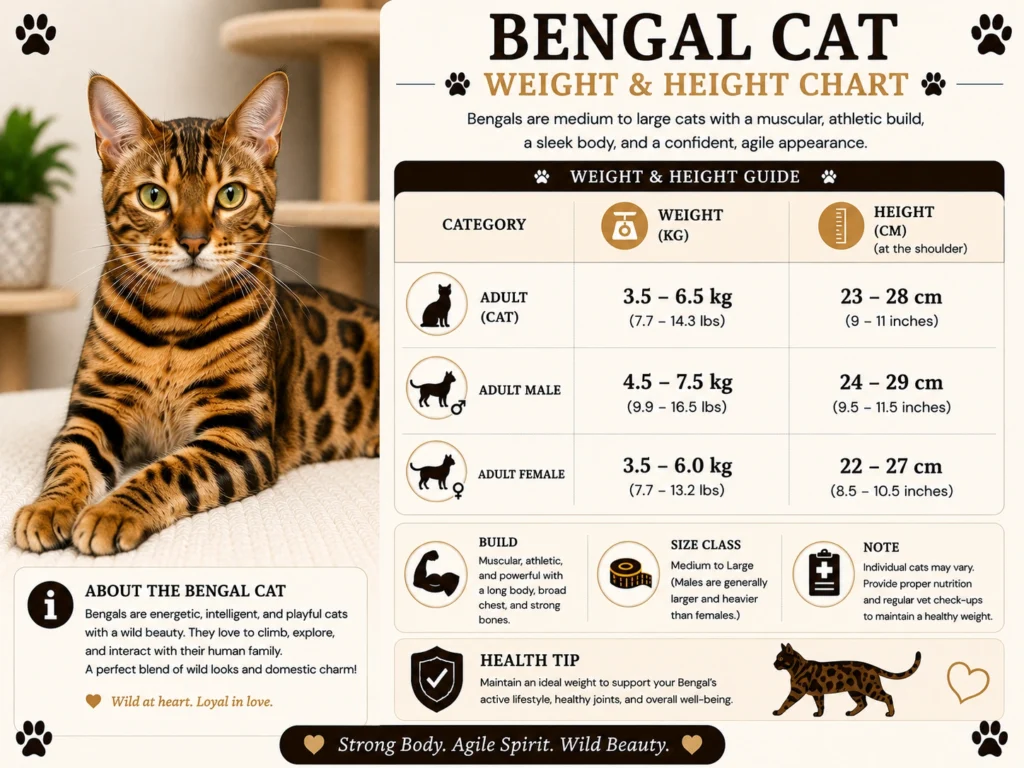 Bengal Cat Weight & Height Chart