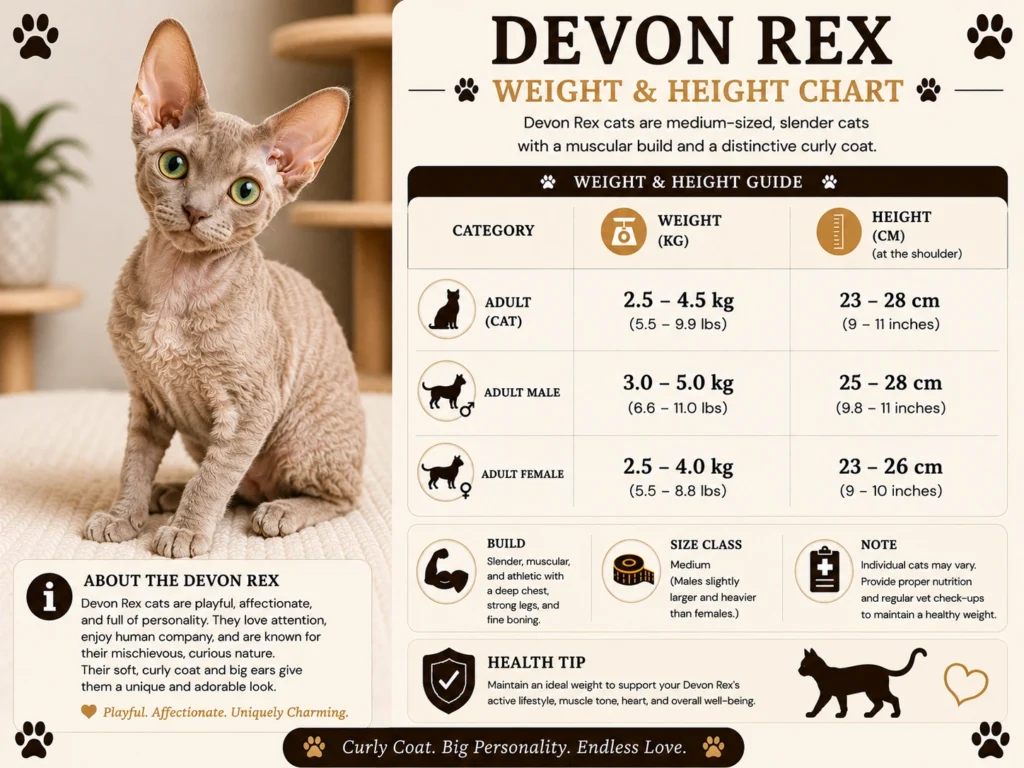 Devon Rex Cat Size and Height Chart