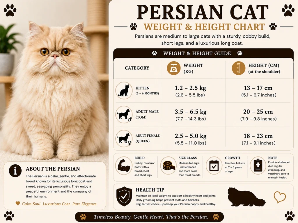 Persian Cat Size, Weight and Growth