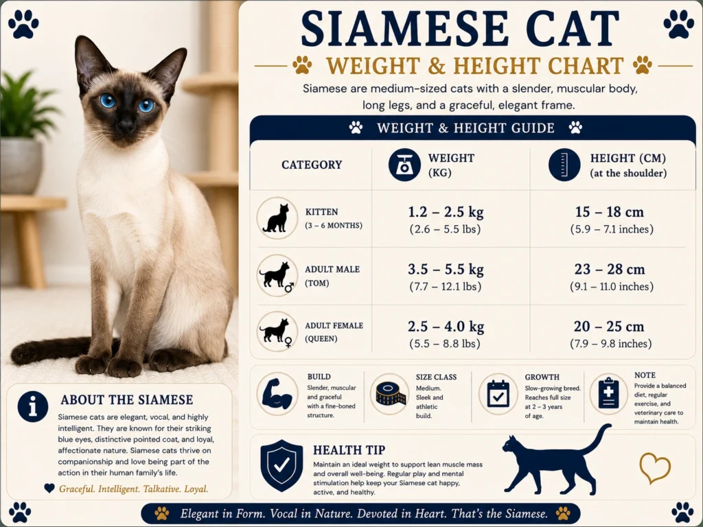 Siamese Cat Size and Weight