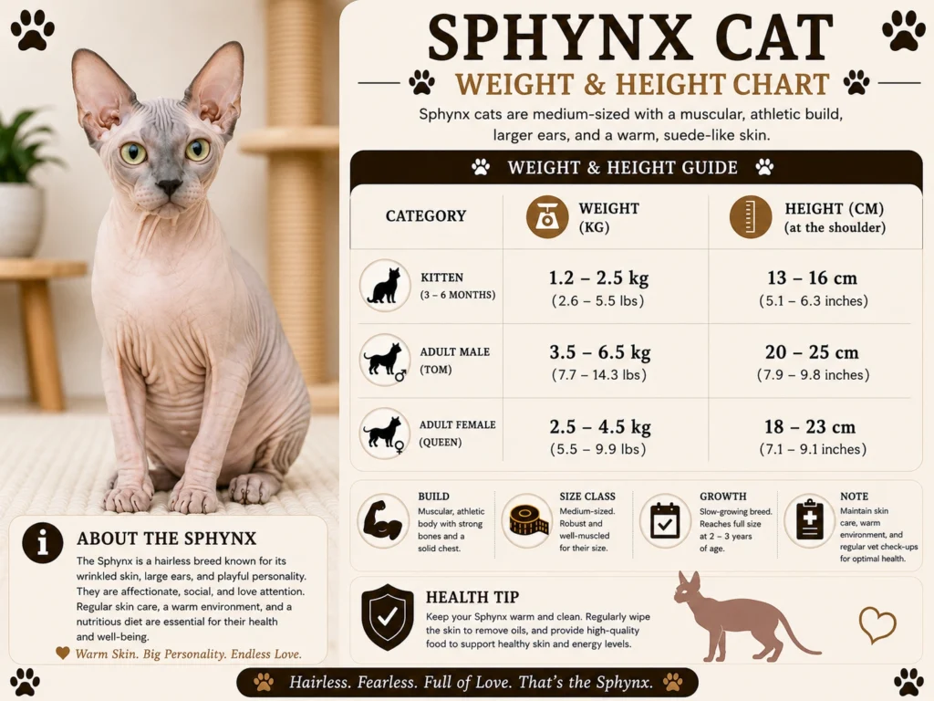 Sphynx Cat Size, Weight and Growth Chart