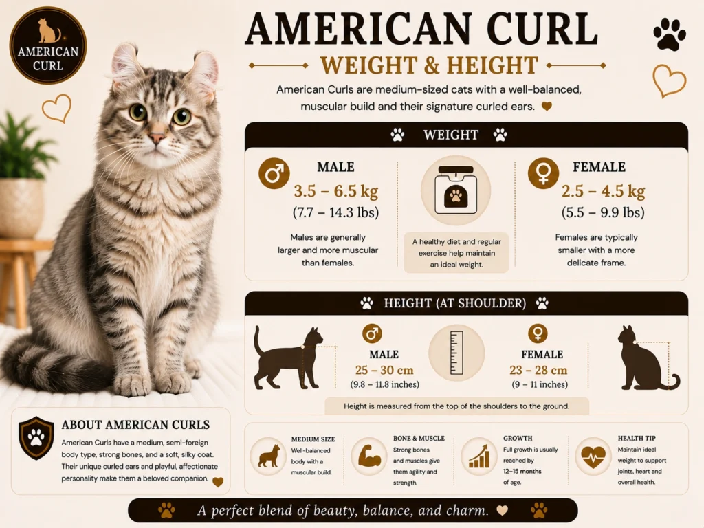 American Curl Cat Size and Weight