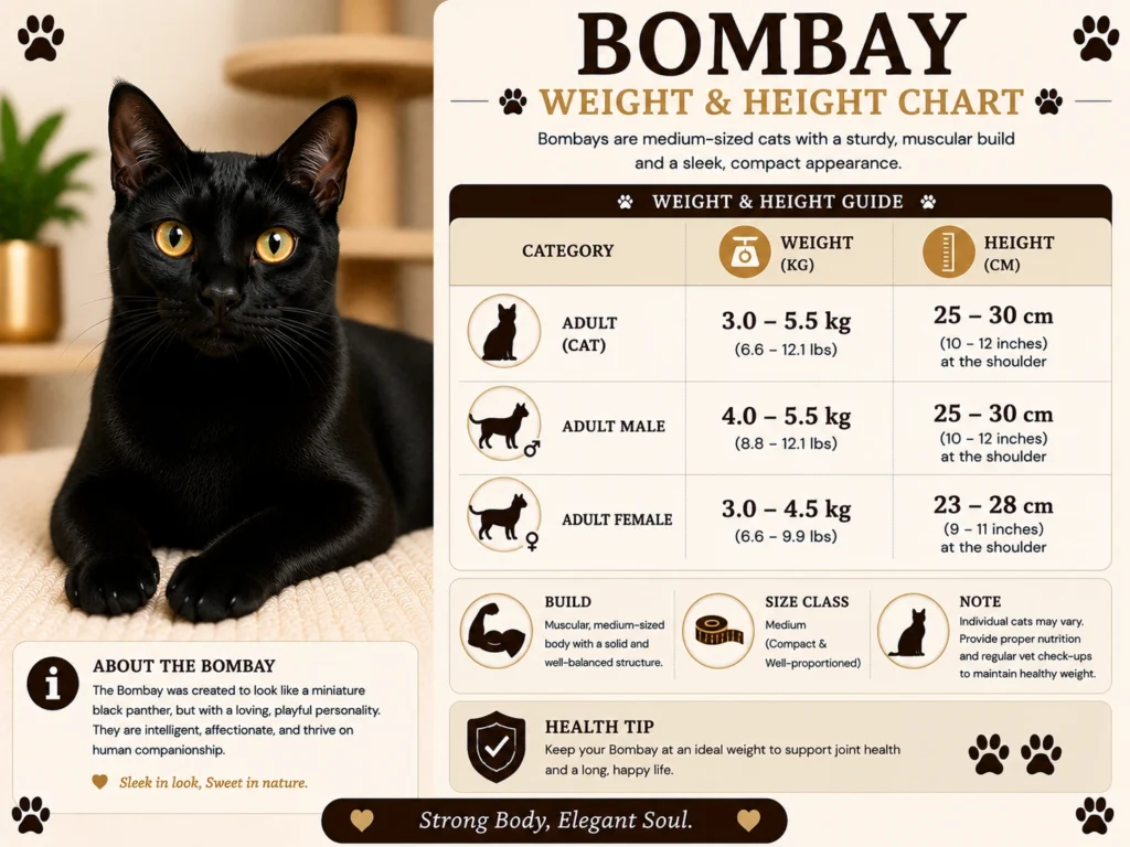 Bombay Cat Size and Weight