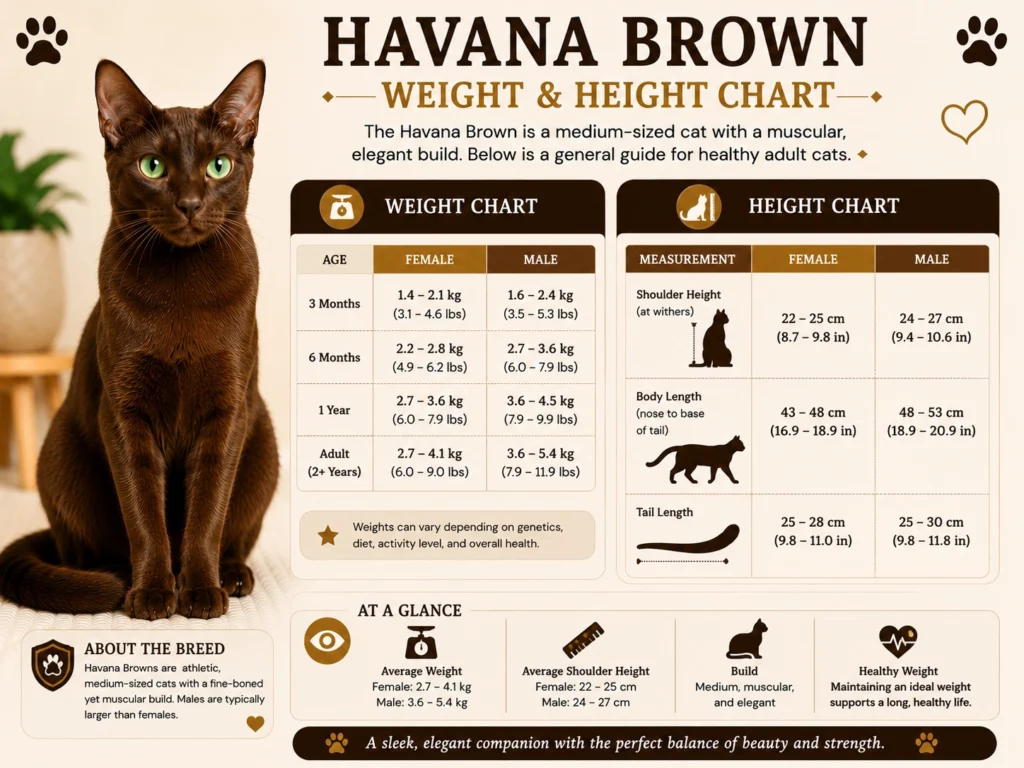 Havana Brown Cat Size and Weight
