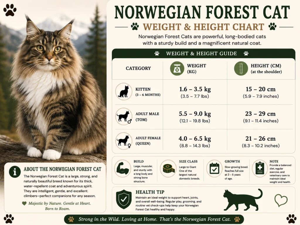 Norwegian Forest Cat Size and Weight